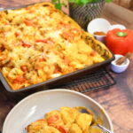 Tortellini-Auflauf mit Pesto-Schmelzkäsesoße und Hähnchen